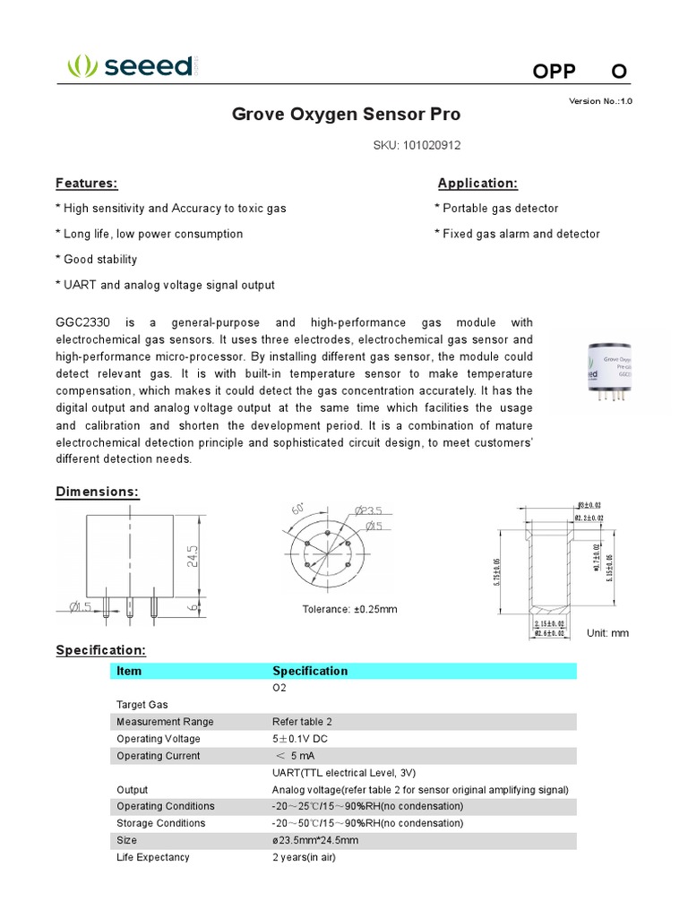 Grove Oxygen Sensor Pro: High Sensitivity and Accuracy Oxygen Detection ...