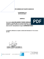 Certificado laboral supervisor HSEQ construcción