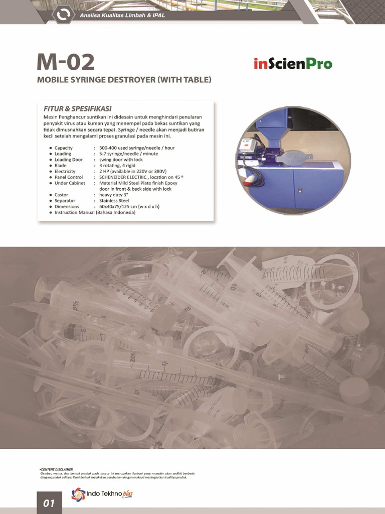 Brosur Mobile Syringe Destroyer (With Table) M-02 | PDF