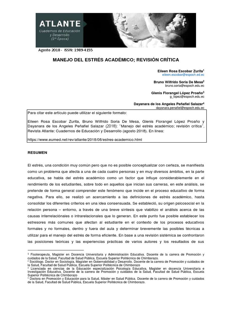 Estres Academico Pdf Estrés Biología Depresión Estado De ánimo