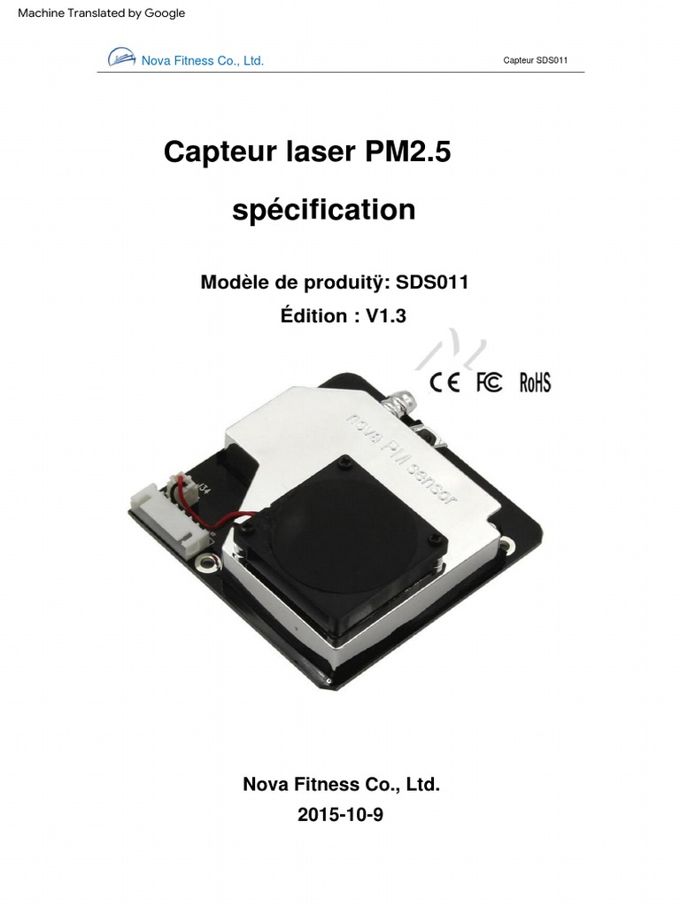SDS011 Datasheet | PDF | Particules en suspension | Capteur