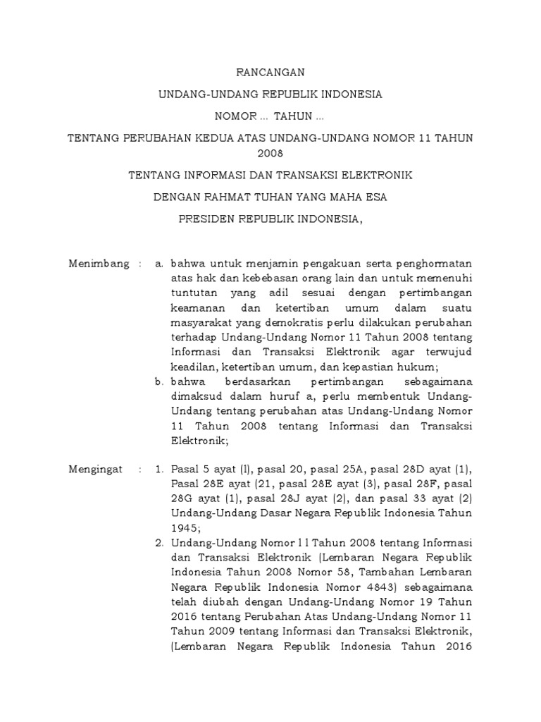 Perubahan UU ITE Nomor 11 Tahun 2008 | PDF