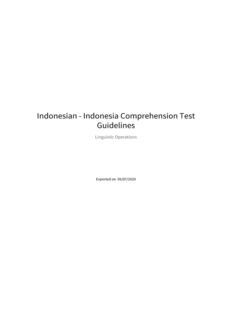 Indonesian Comprehension Test Guidelines | PDF