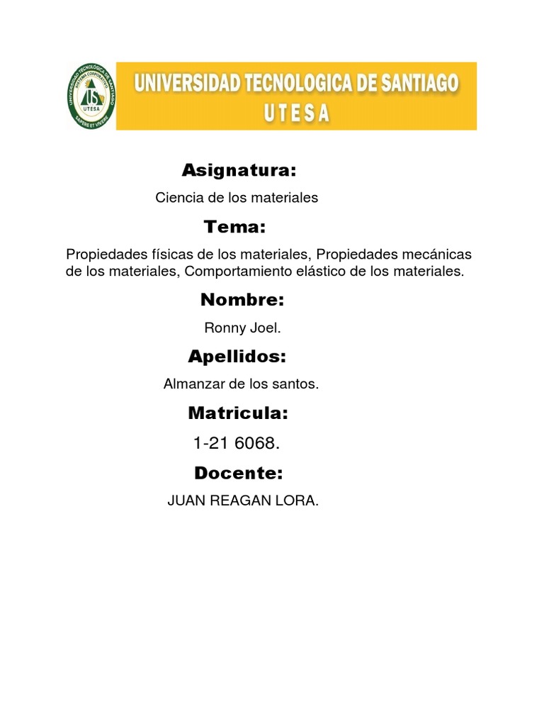 Ciencia de Materiales 2 PDF Rendimiento (ingeniería) Materiales