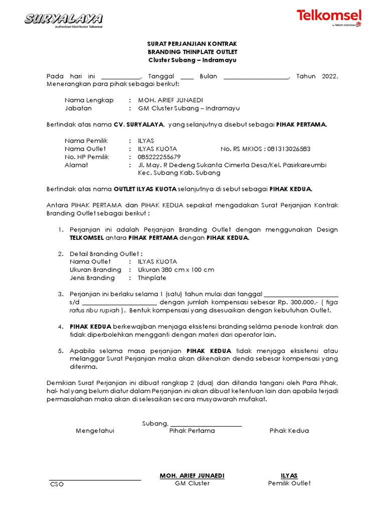 Surat Perjanjian Branding Ilyas Kuota PDF