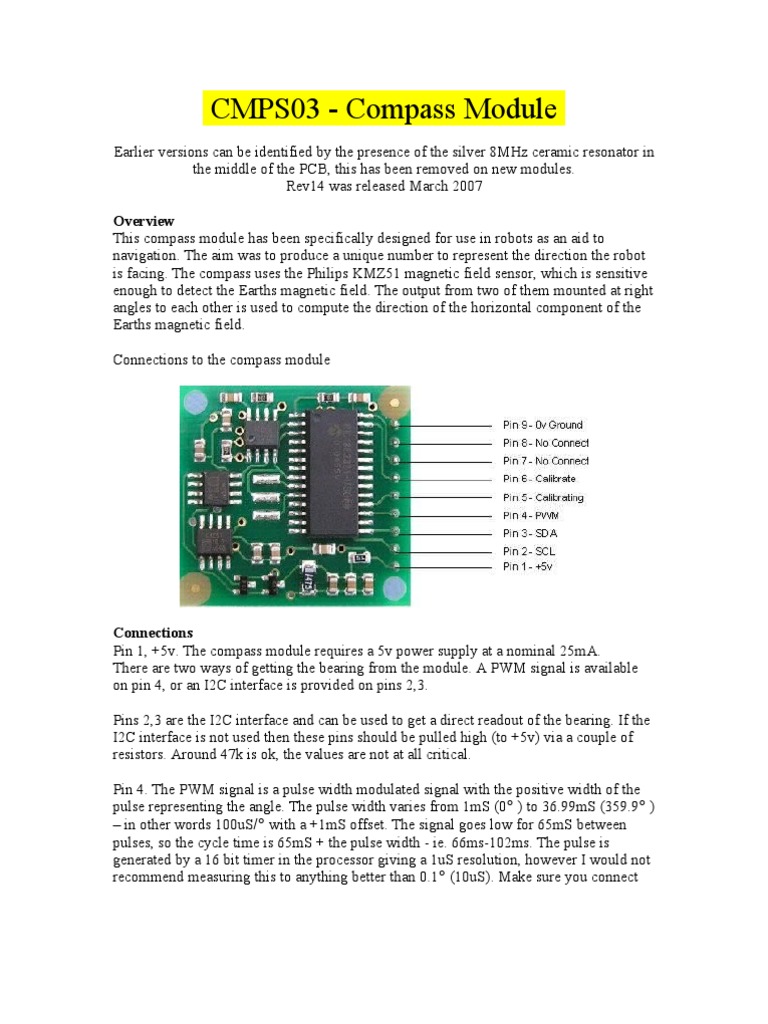 CMPS03 | PDF | Compass | Digital Electronics