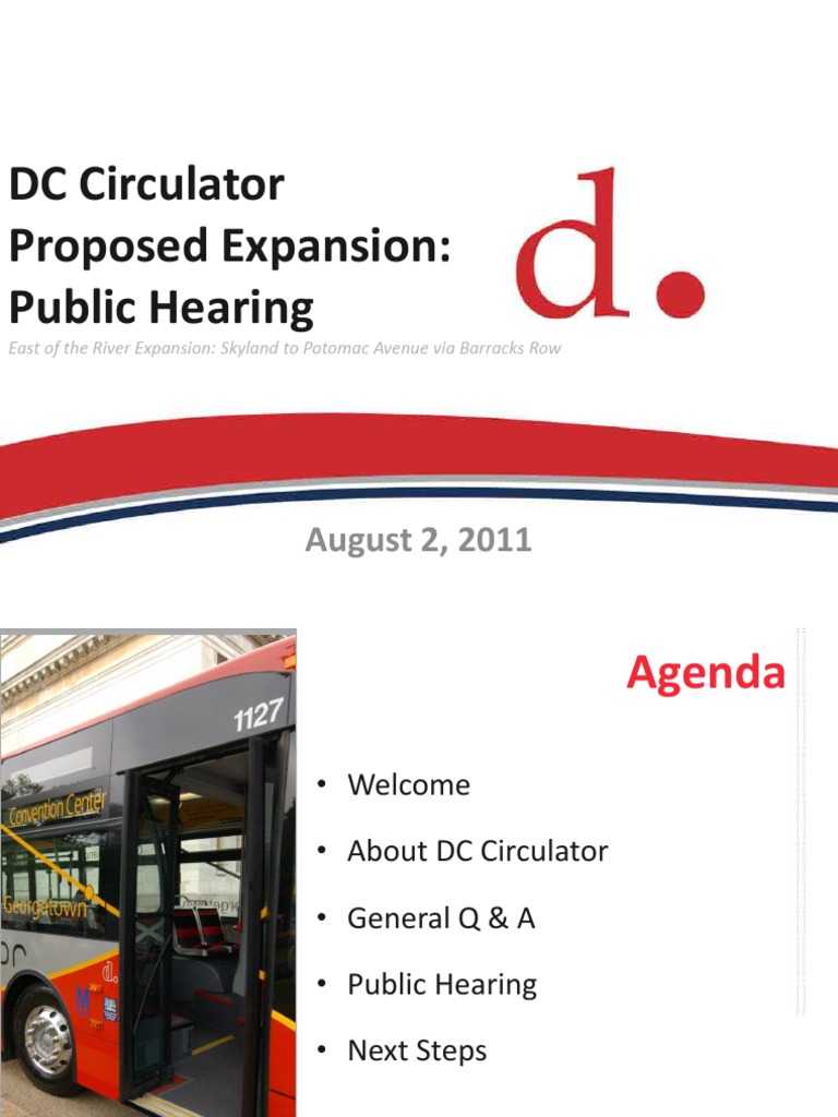 DC Circulator East of River Expansion Hearing | PDF