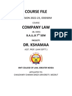Company Law Course File for 7th Sem BA LLB Students