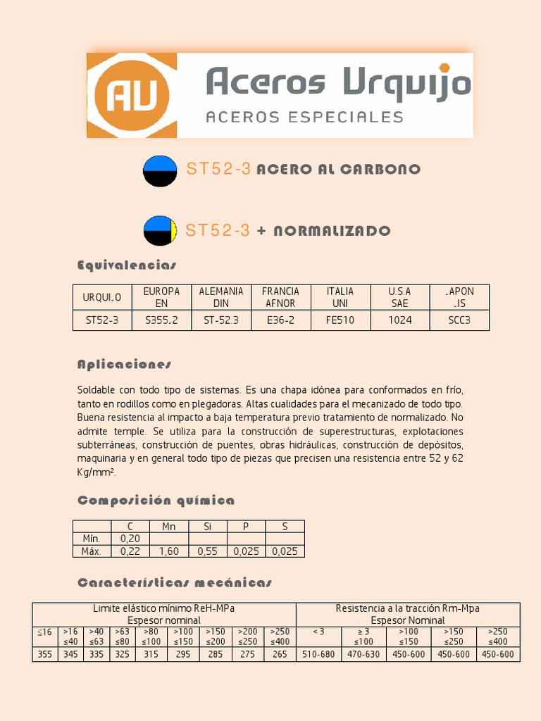 Acero ST52-3: Propiedades y Usos | PDF