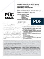 PUC Goiás selecionado 2015 provas objetiva e redação