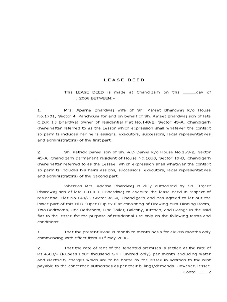 deed of assignment leasehold