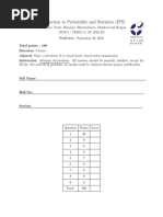 Introduction To Probability and Statistics (IPS) : Endterm