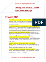 April 2021 Day by Day Pakistan Current Affairs Newspaper Headings 1