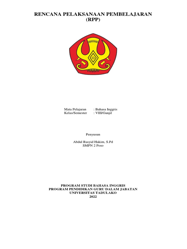 RPP Bahasa Inggris Kelas VIII Ganjil | PDF