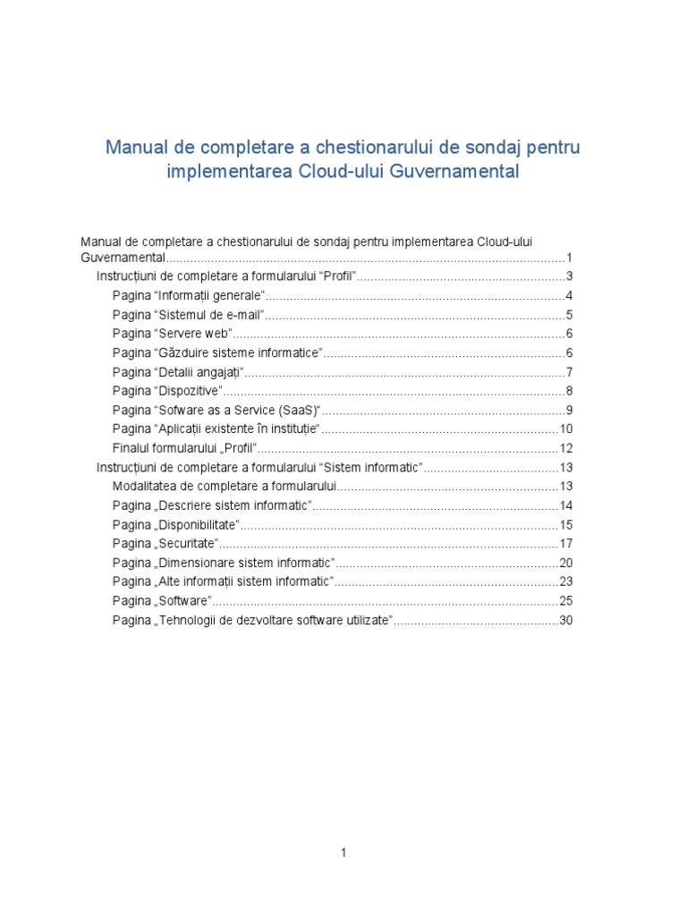 Manual Completare Chestionar | PDF