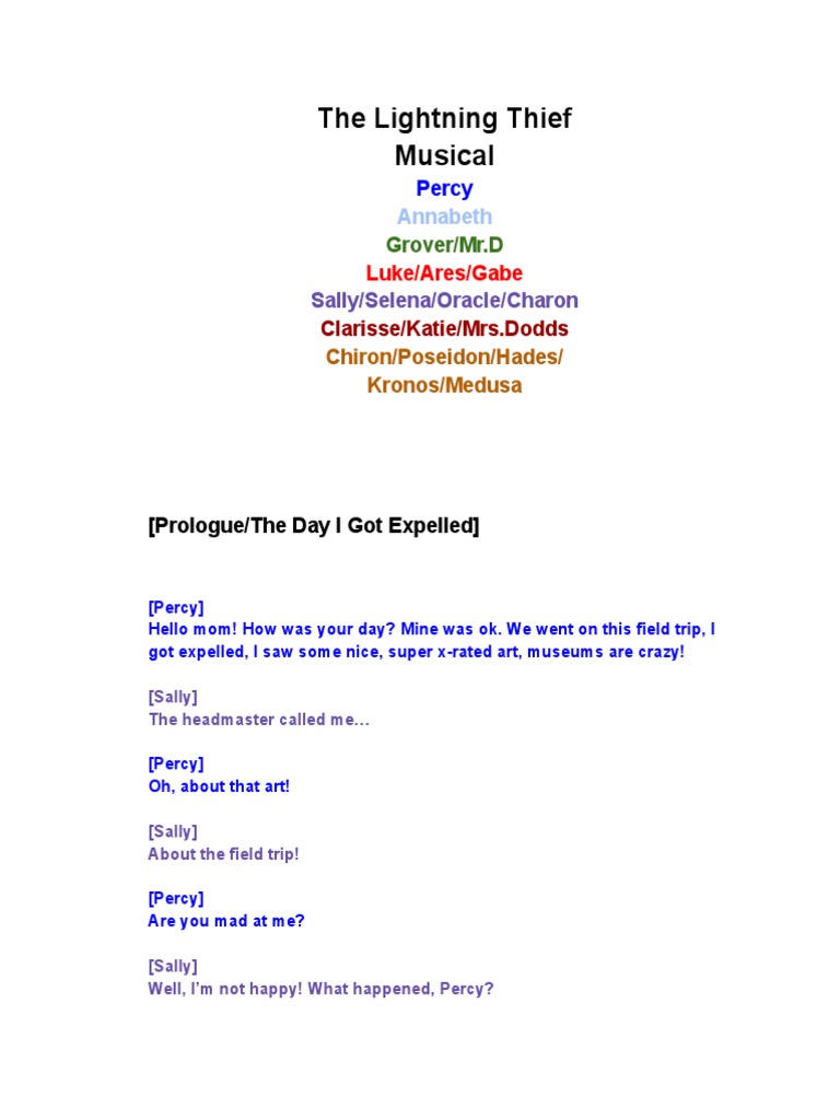 The Lightning Thief Script PDF Mythology