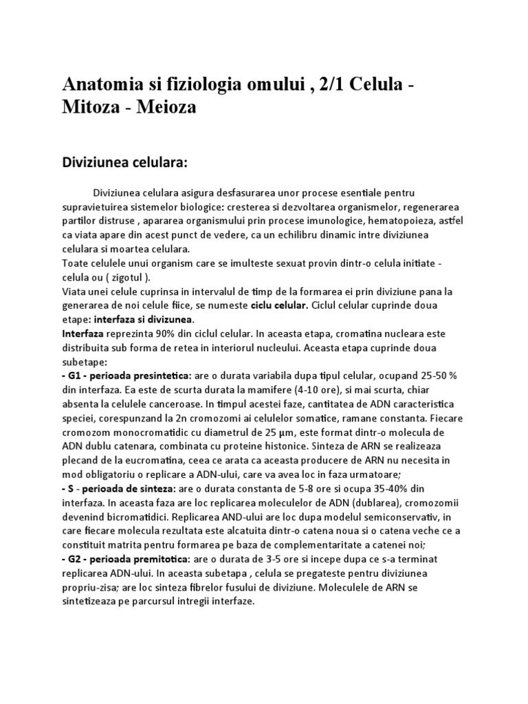 21 Celula - Mitoza - Meioza | PDF