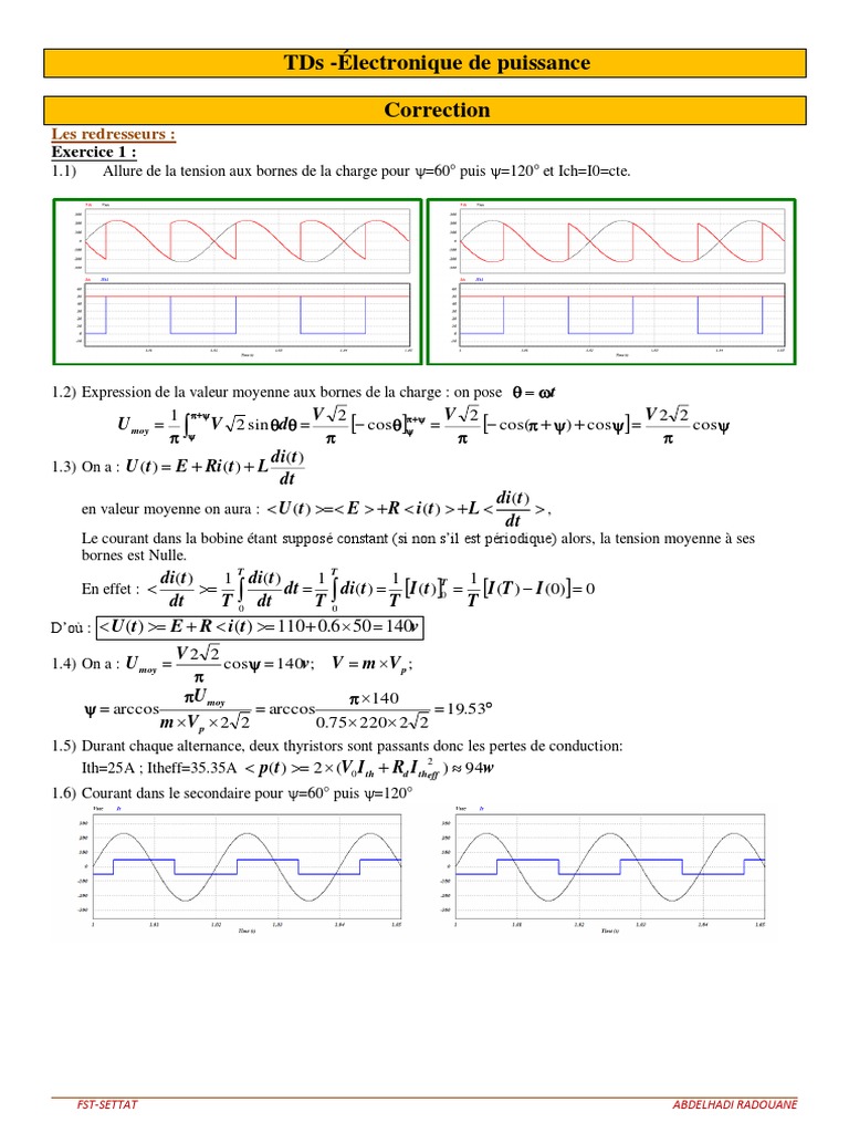 TD Corrigé d'Électronique de Puissance | PDF | Électrotechnique ...