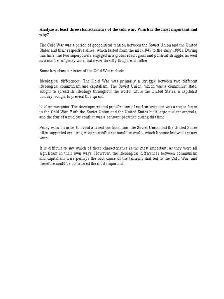 Cold War Characteristics PDF Cold War Communism