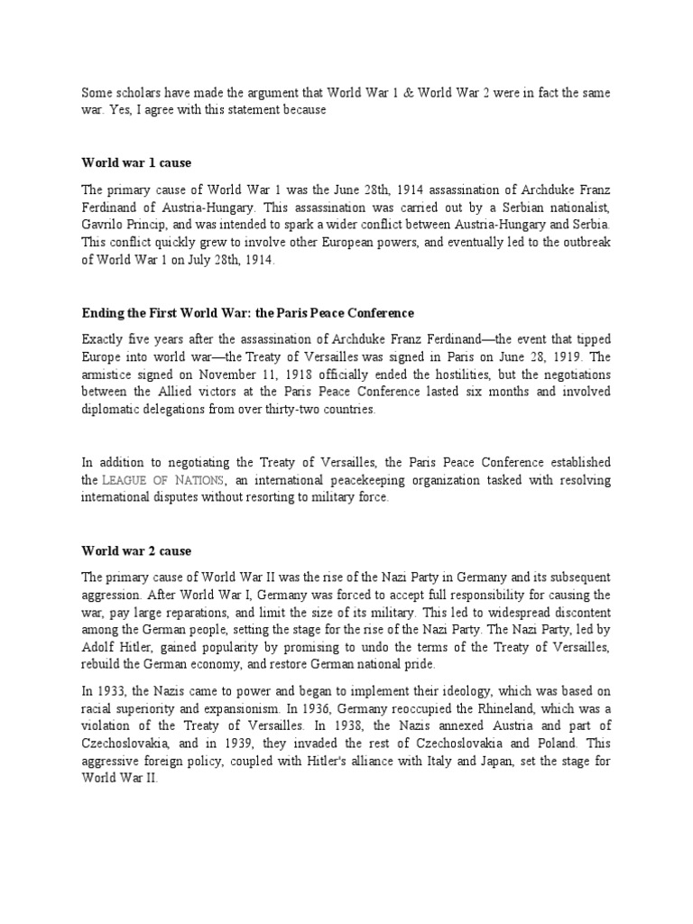 World War 1 & 2 Relation | PDF | Treaty Of Versailles | World War I