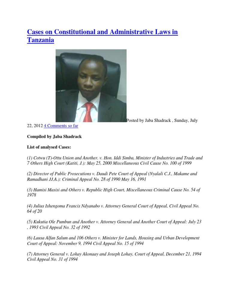 Analysis of Key Constitutional and Administrative Law Cases in Tanzania