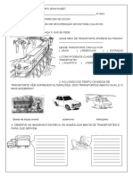 Avaliação de História sobre meios de transporte