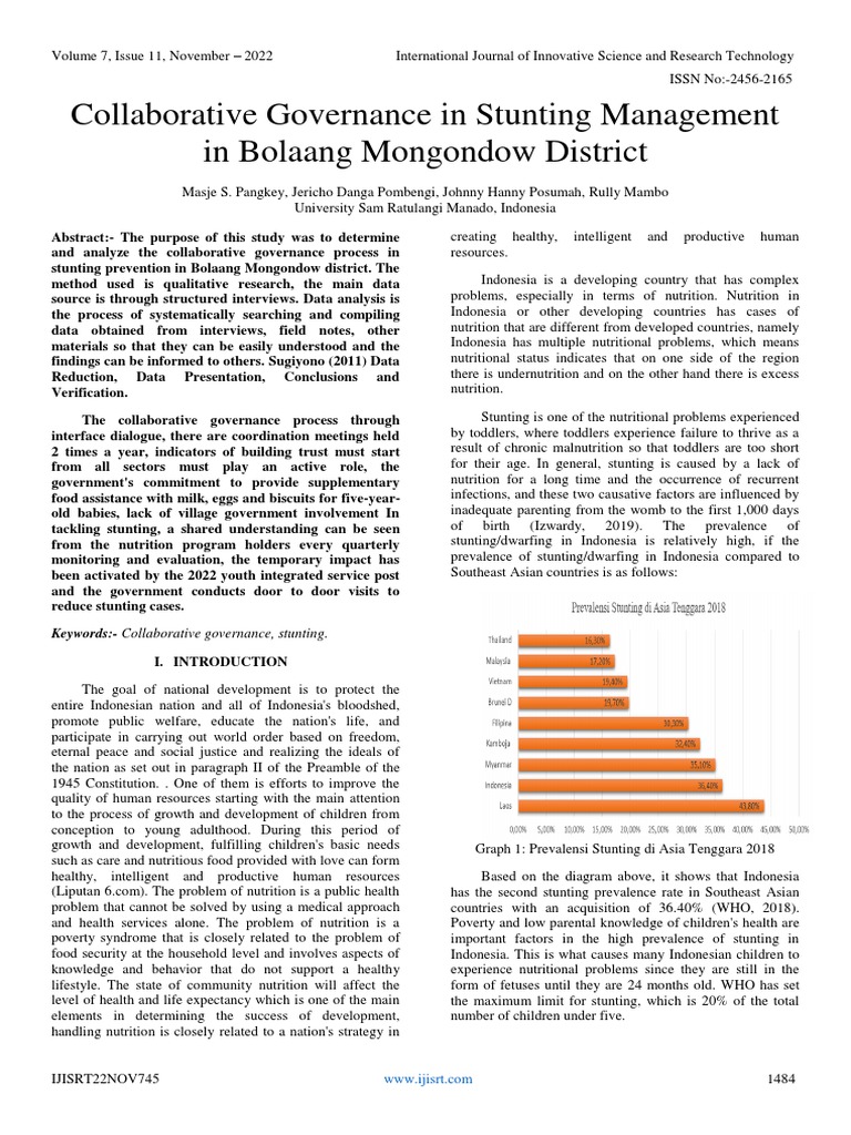 Collaborative Governance in Stunting Management in Bolaang Mongondow ...