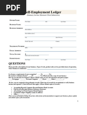 Self-Employment Ledger Form-PDF Reader Pro