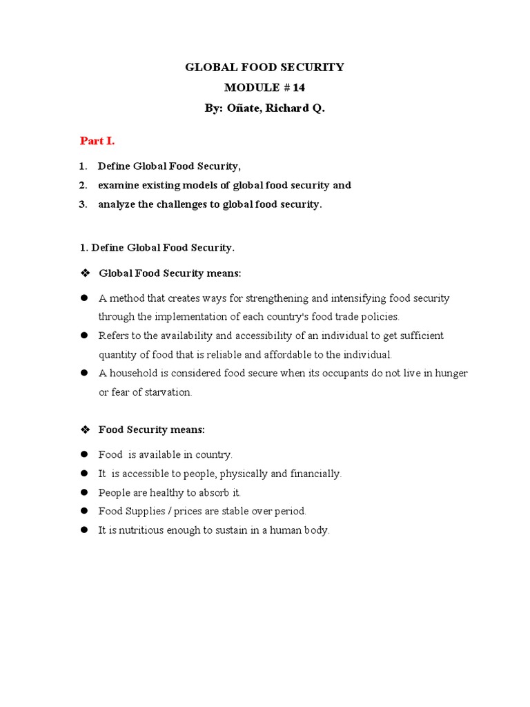 Global Food Security Overview and Challenges | PDF | Food Security ...