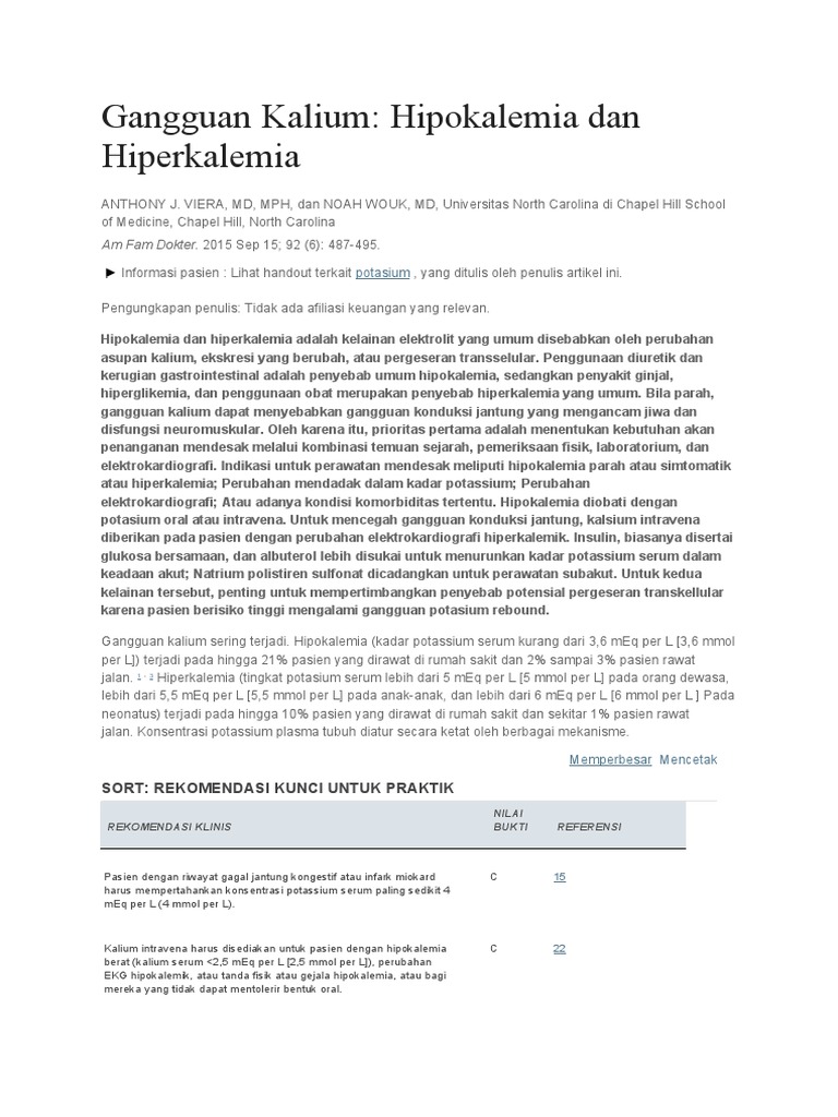 Gangguan Kalium: Hipokalemia & Hiperkalemia | PDF