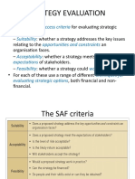 The SAF criteria and techniques for evaluating strategic options