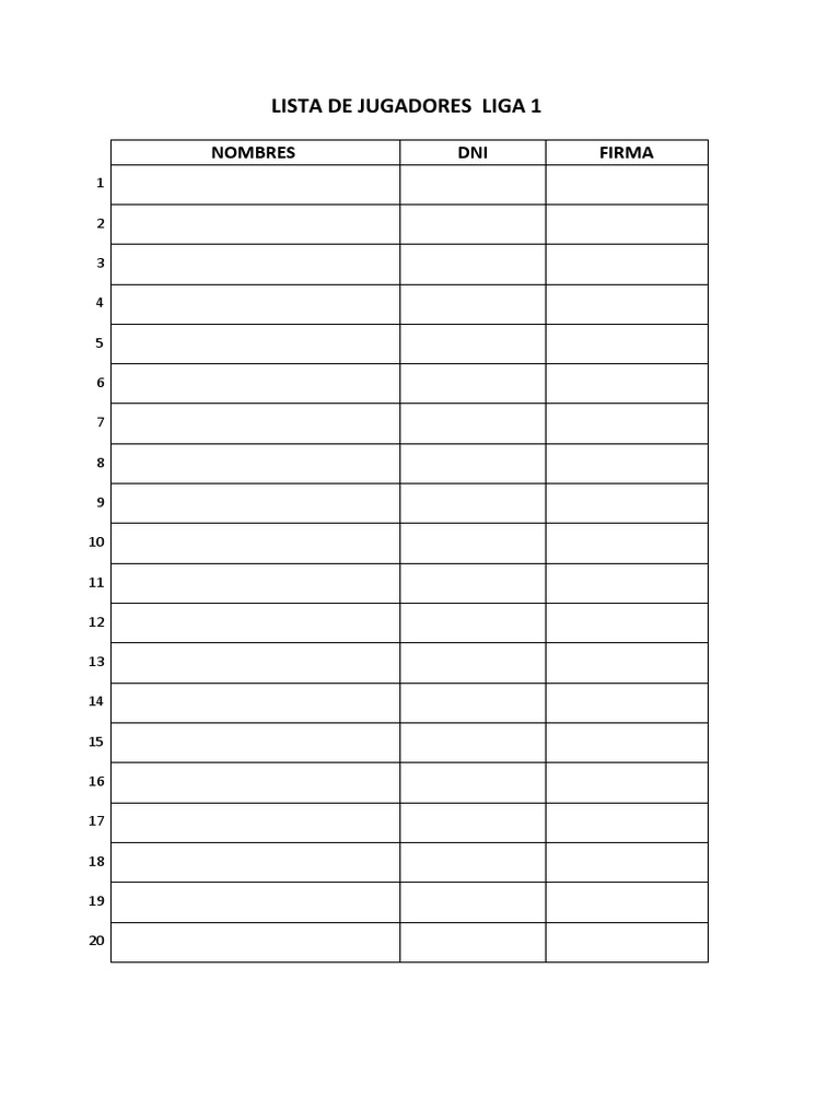 Lista Liga 1 | PDF