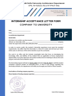 Internship Acceptance Letter Form Company To University (DADU)