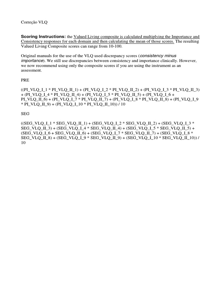 Tabela de Correção VLQ | PDF