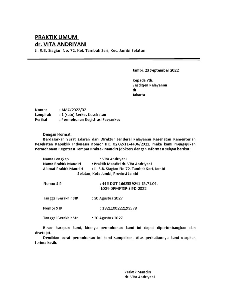 Permohonan registrasi fasyankes pdf