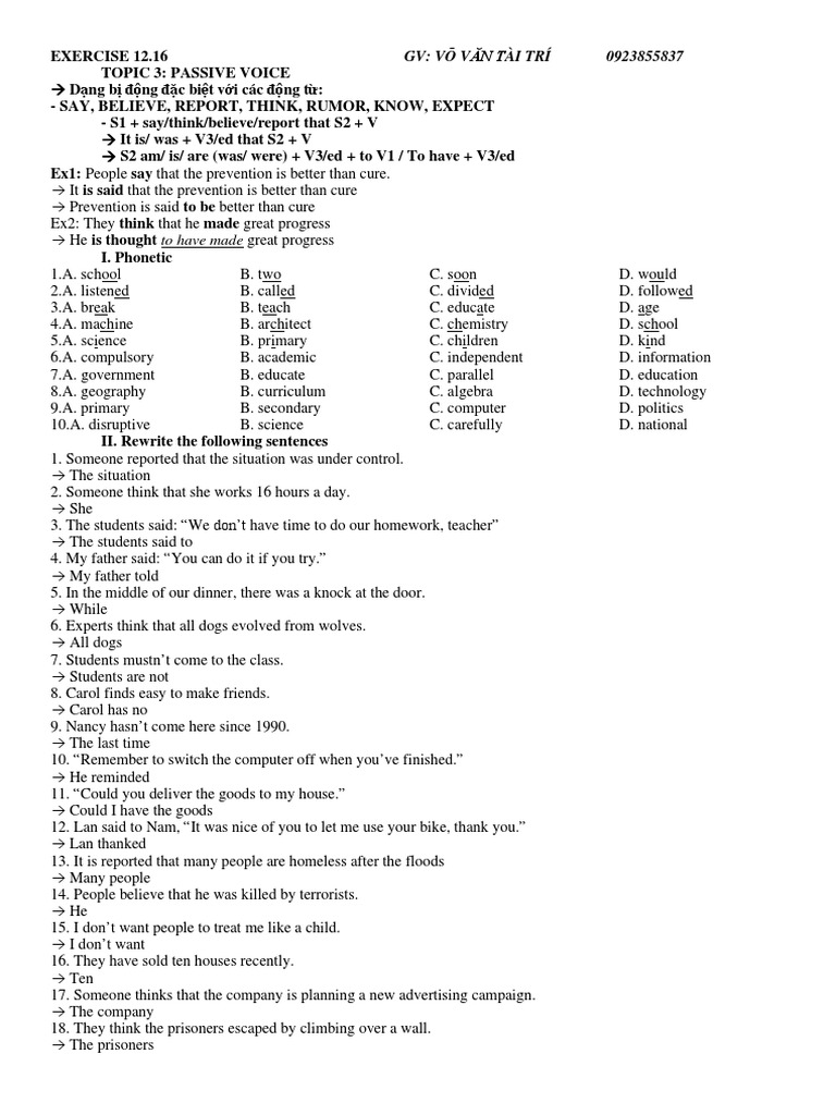 Exercise 16 pdf memory schools