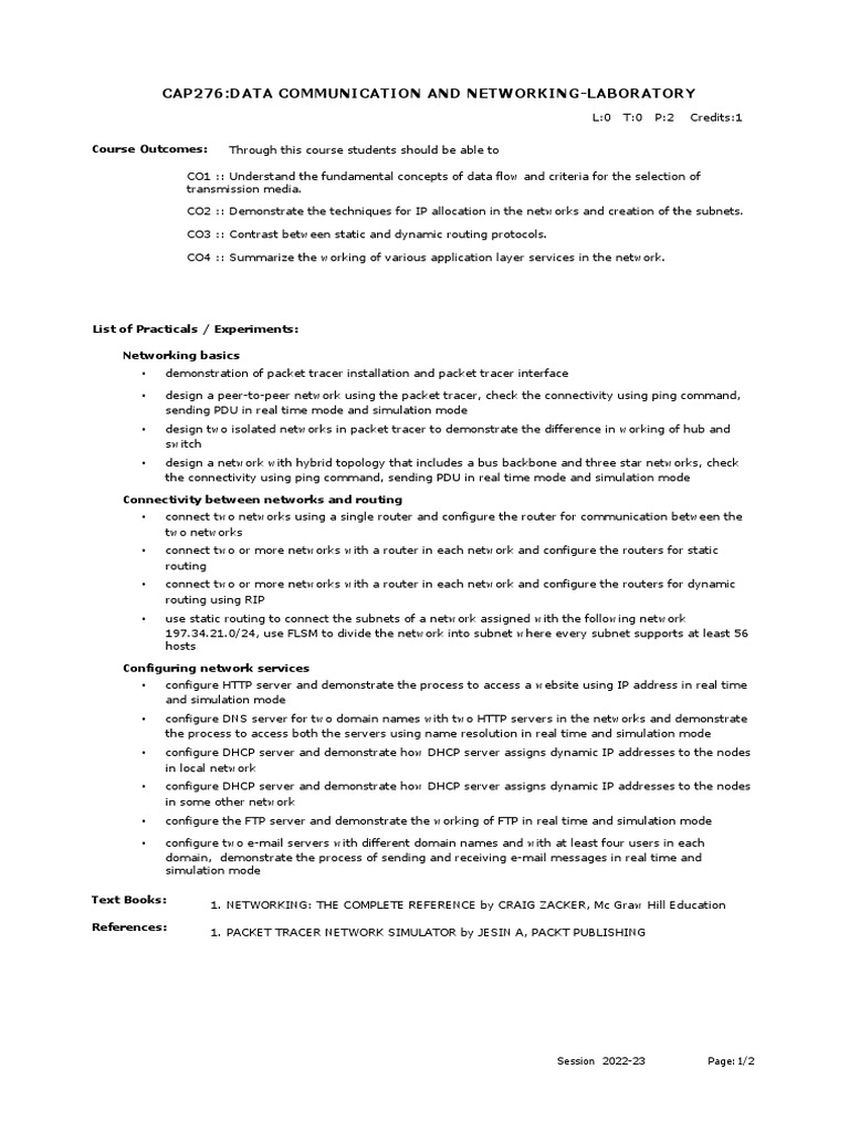 FRM Course Syllabus IPDownload PDF Computer Network Router