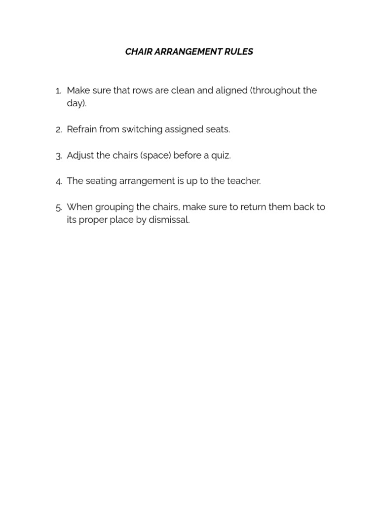 Chair Arrangement Rules PDF