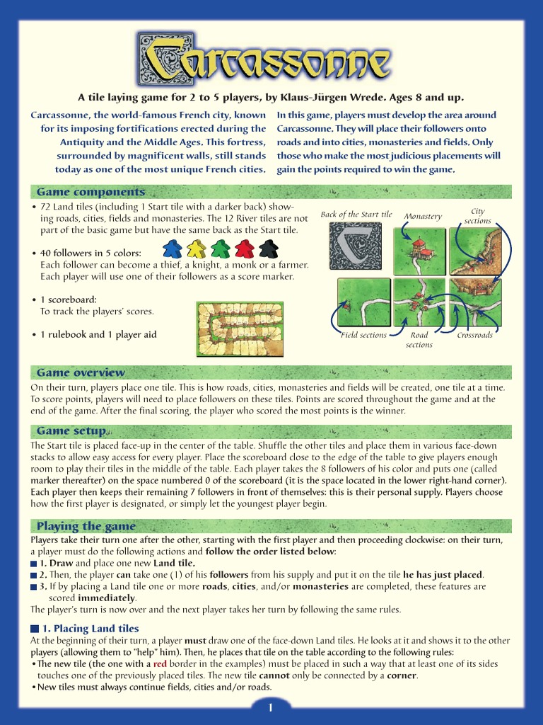 Carcassonne Board Game Rules PDF
