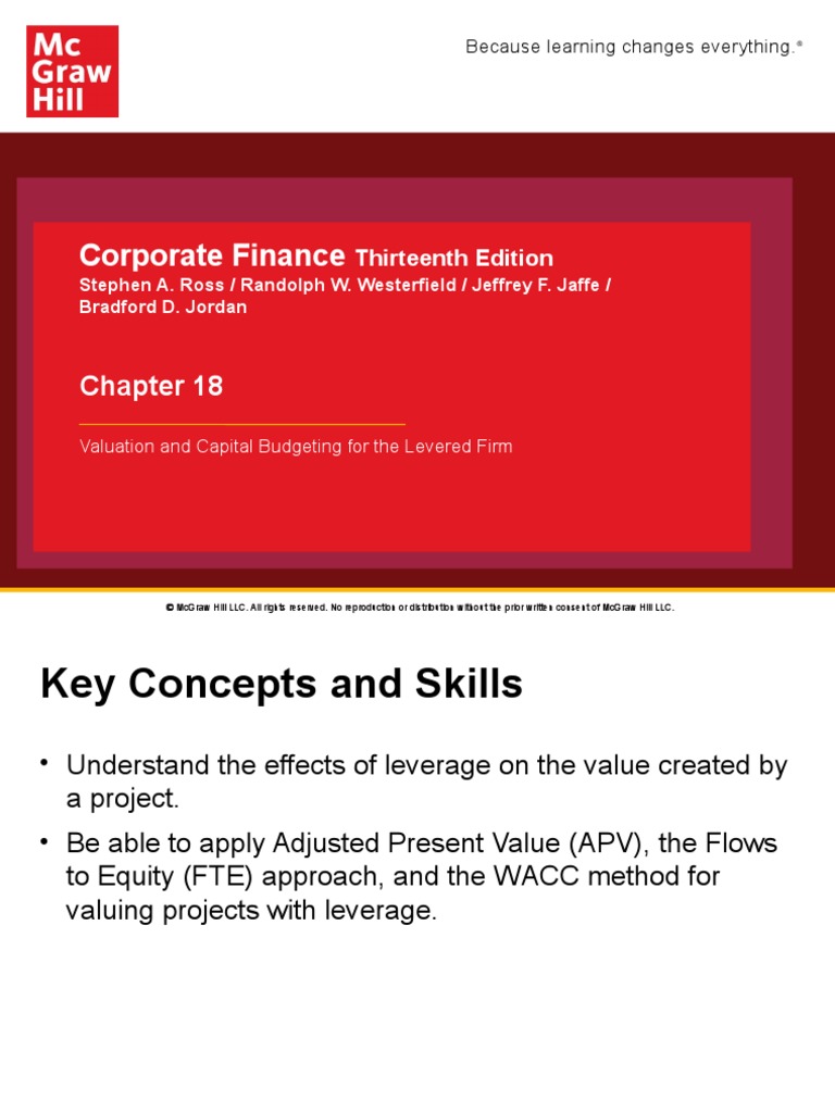 Ross Corporate 13e PPT CH18 Accessible PDF Net Present Value