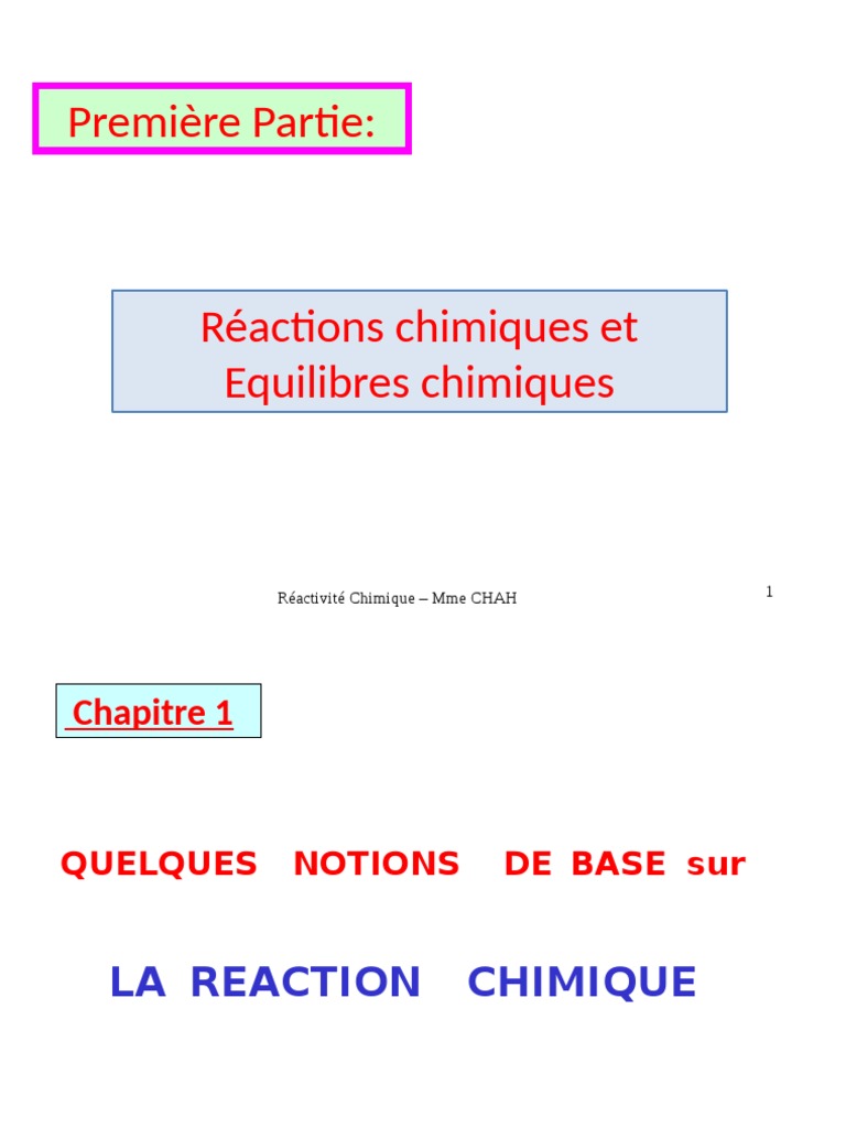 Réactions et Équilibres Chimiques | PDF | Équilibre chimique ...