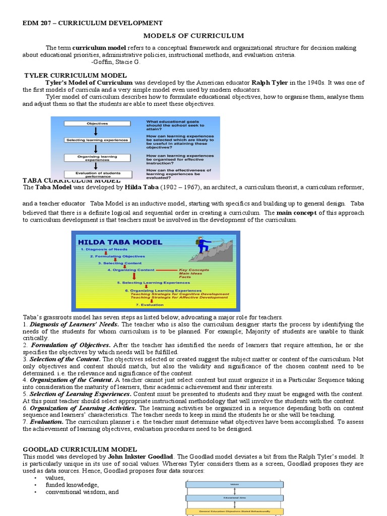 Models of Curriculum | PDF | Curriculum | Educational Assessment