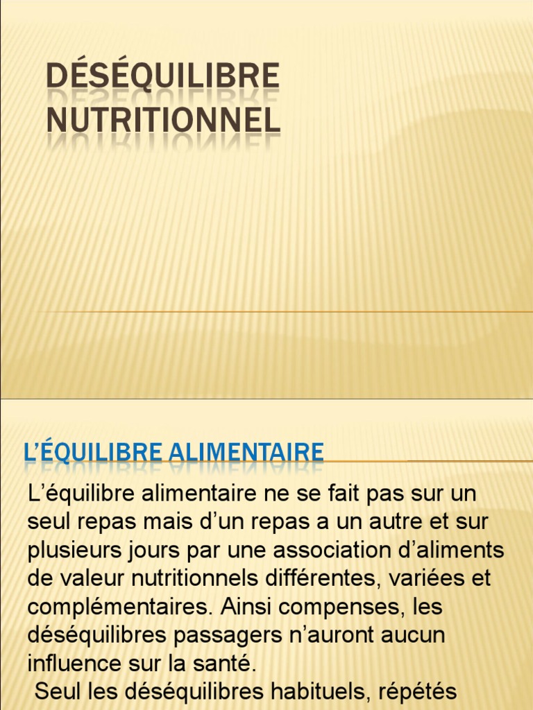 Déséquilibre nutritionnel | PDF | Malnutrition | Obésité