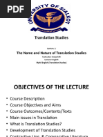 Translation Studies, Lecture 1