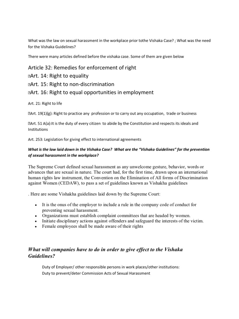Vishaka Case PDF