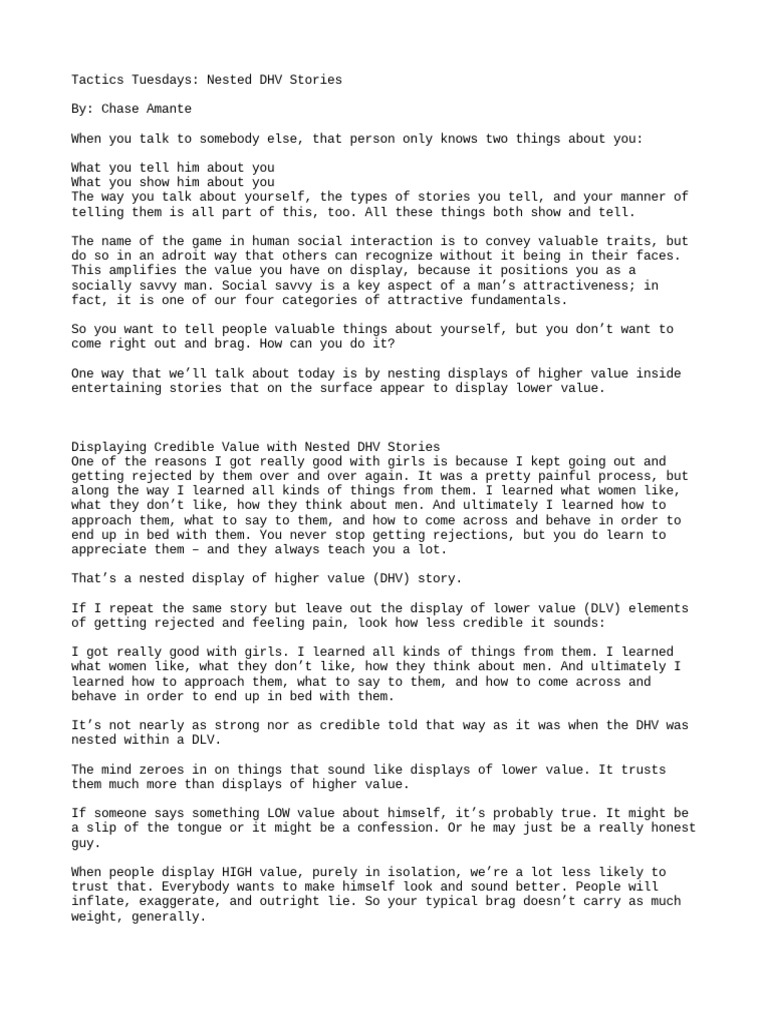 Tactics Tuesdays: Nested DHV Stories | PDF