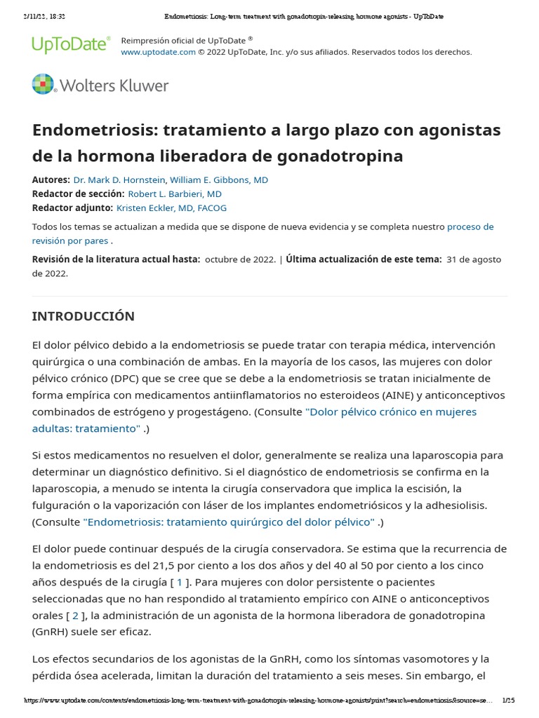 Endometriosis LongTerm Treatment With GonadotropinReleasing Hormone