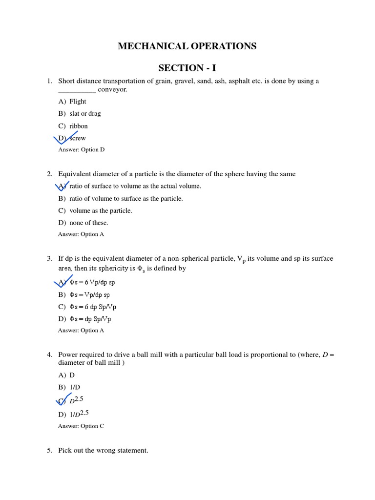 Mechanical Operations Lab MCQ PDF Mill (Grinding) Filtration