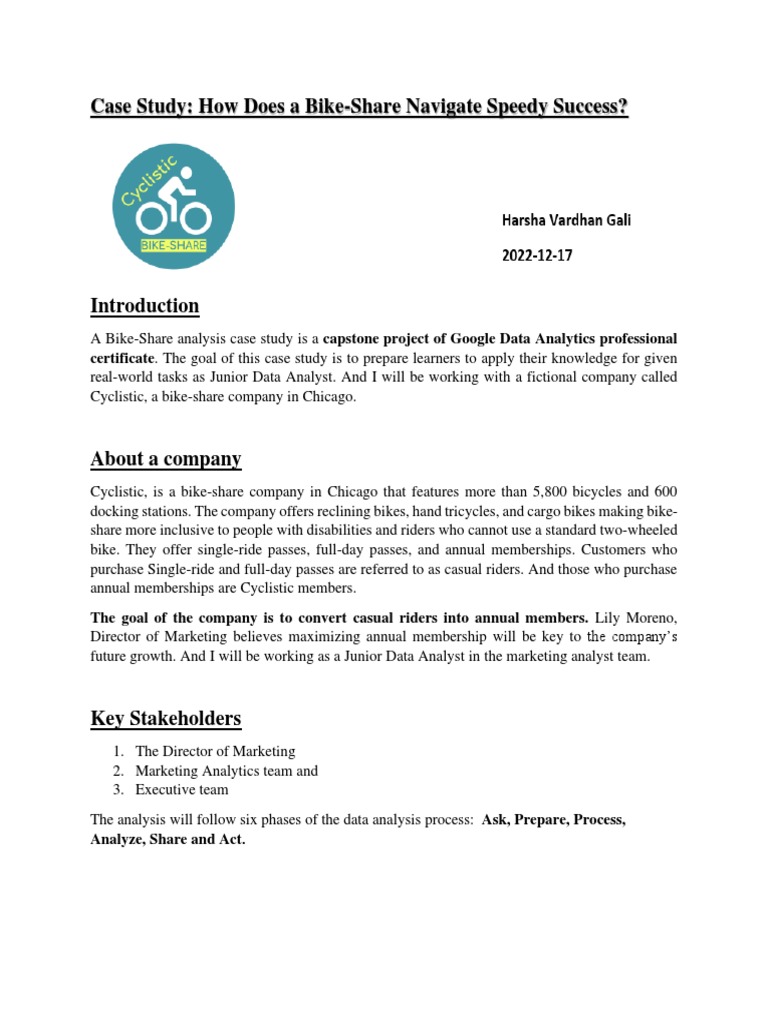 Cyclistic Bike-Share Success Case Study | PDF | Data Analysis | Analytics