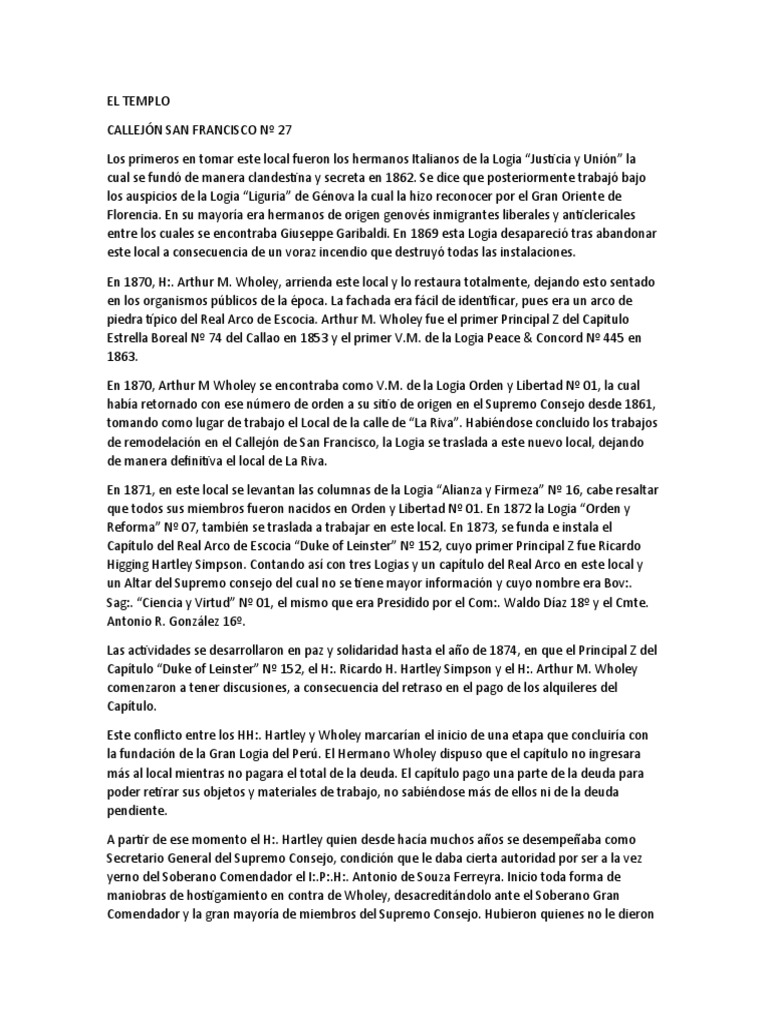 Historia de la Logia en San Francisco | PDF